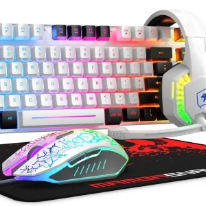 MANBASNAKE T11 Wired Gaming Keyboard and Mouse Headset Combo,