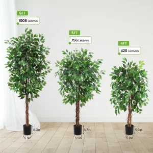 Artificial Ficus Tree,with Natural Wood Trunk