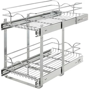 2-Tier Kitchen Cabinet Pullout Shelf  Sizes, 12 x 22 In